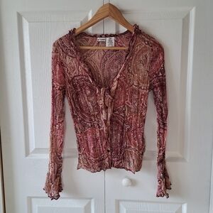 Women's no boundaries 00s Vintage Y2K Red Button-Down Blouse Size Medium